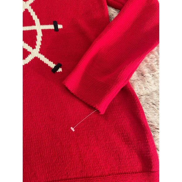 Red Villager Sport Nautical‎ Wheel Sweater Women's Sz M Cotton & Acrylic - Picture 3 of 16